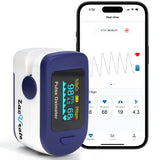 Zacurate 500B-B Wireless Bluetooth Fingertip Pulse Oximeter, Blood Oxygen Monitor with Free App, SpO2, Plethysmograph, and Perfusion Index Finger Oxygen Sensor