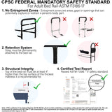 Vaunn Medical Adjustable Bed Assist Rail Handle (Passed ASTM F3186–17 Safety Standard) and Hand Guard Grab Bar, Bedside Safety and Stability (Tool-Free Assembly), Black