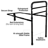Vaunn Medical Adjustable Bed Assist Rail Handle (Passed ASTM F3186–17 Safety Standard) and Hand Guard Grab Bar, Bedside Safety and Stability (Tool-Free Assembly), Black