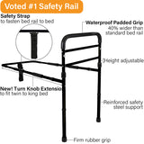 Vaunn Medical Adjustable Bed Assist Rail Handle (Passed ASTM F3186–17 Safety Standard) and Hand Guard Grab Bar, Bedside Safety and Stability (Tool-Free Assembly), Black