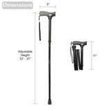 Dimensions of the Vaunn Folding Cane, Walking Stick