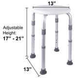 Dimensions of the Vaunn Medical Shower Tub Stool (Non-Swivel)